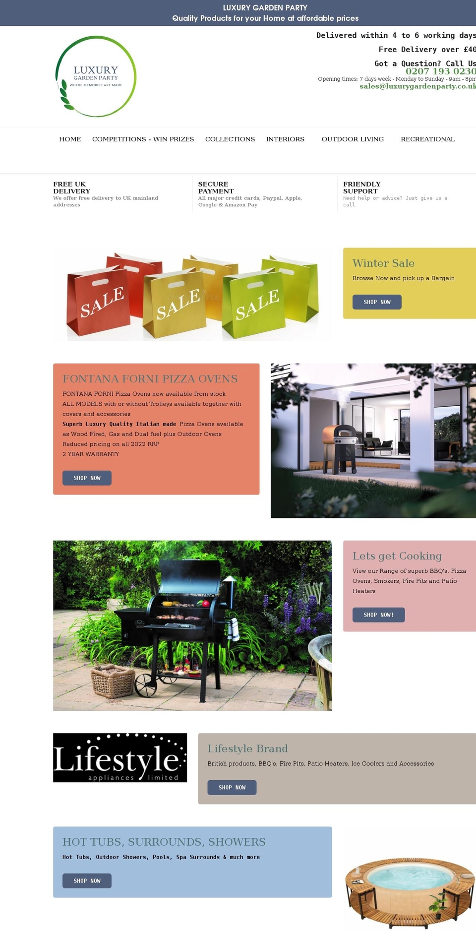 luxurygardenparty.co.uk shopify website screenshot