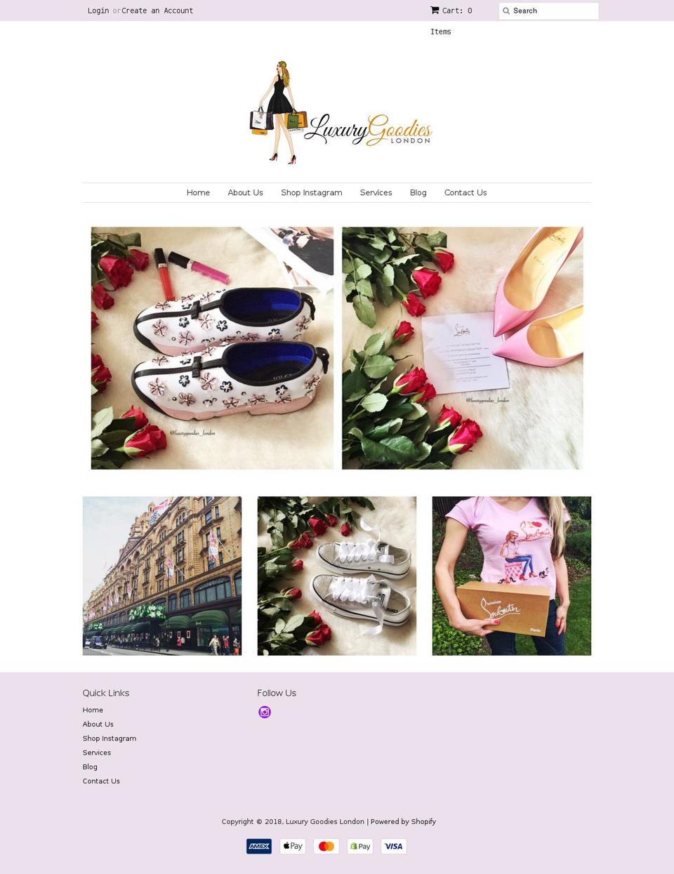 luxurygoodies-london.com shopify website screenshot