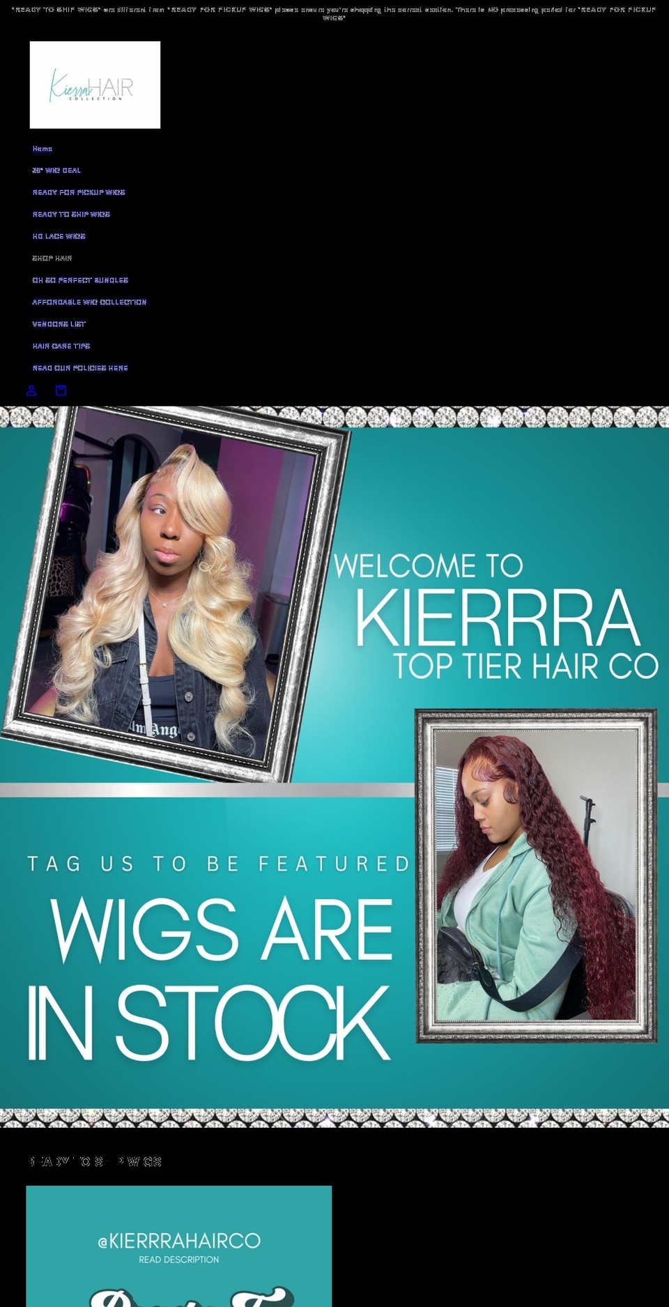 luxuryhairbykierra.com shopify website screenshot