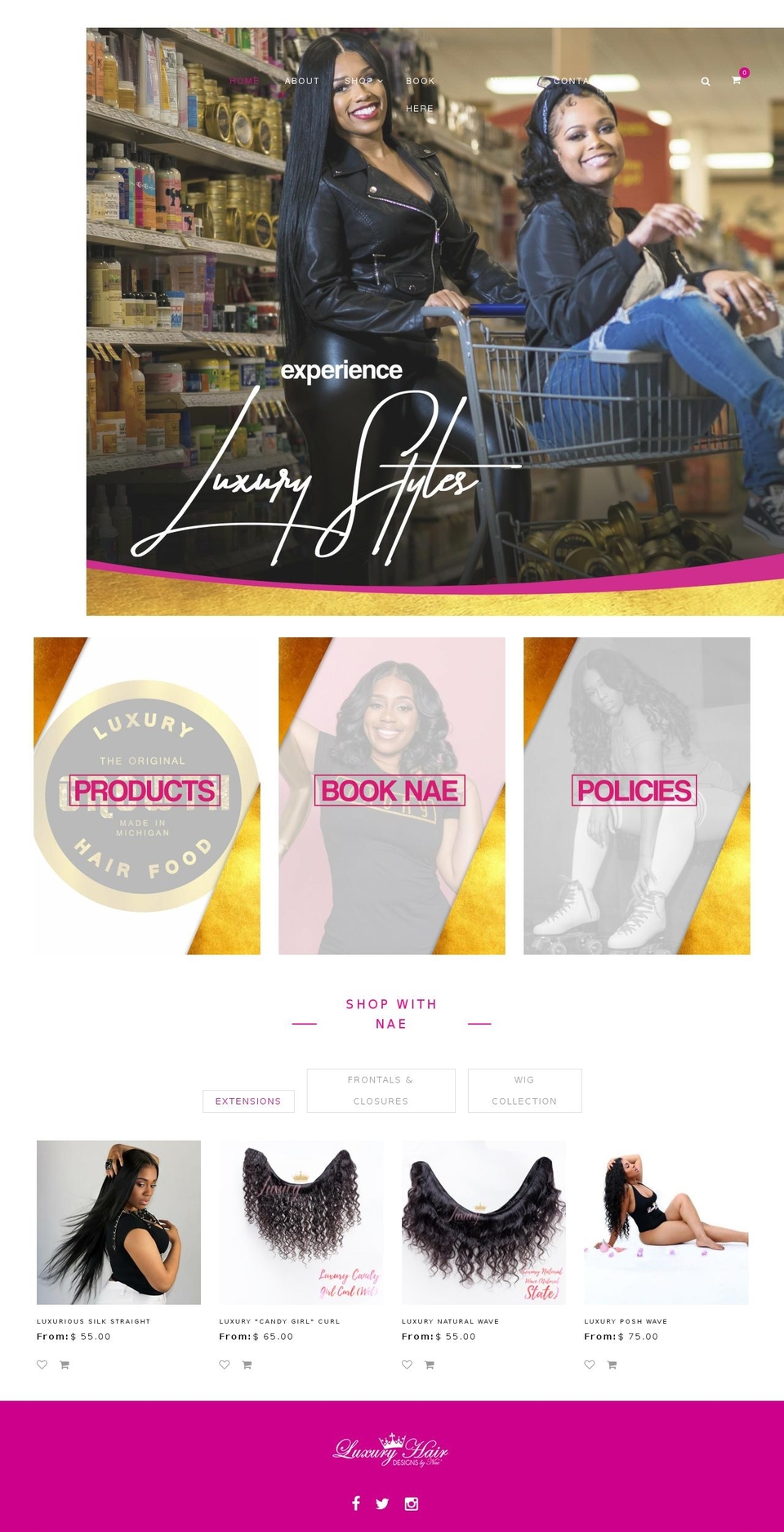 luxuryhairbynae.com shopify website screenshot