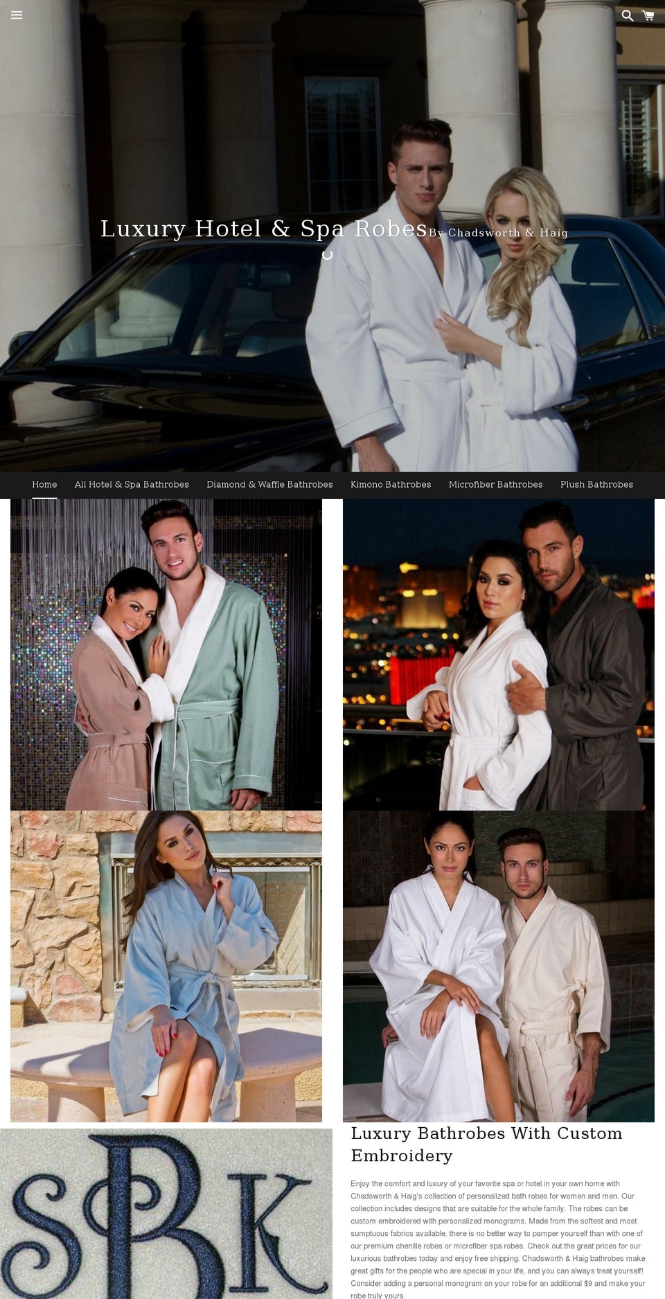 luxuryhotelandsparobes.com shopify website screenshot