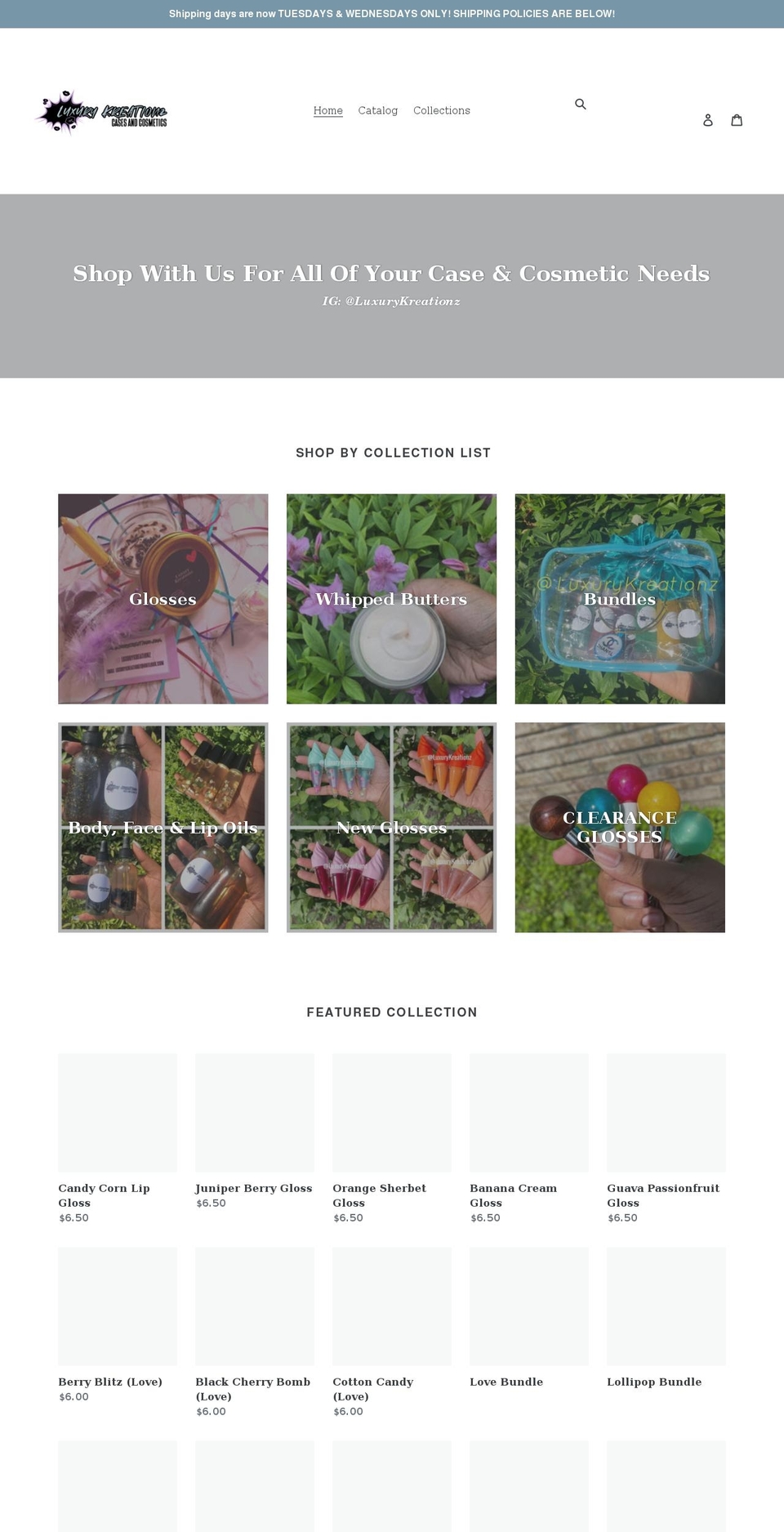 luxurykreationz.com shopify website screenshot