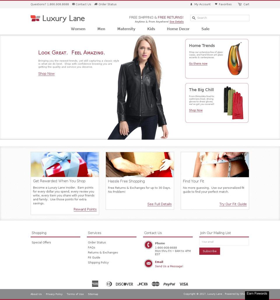 luxurylane.com shopify website screenshot
