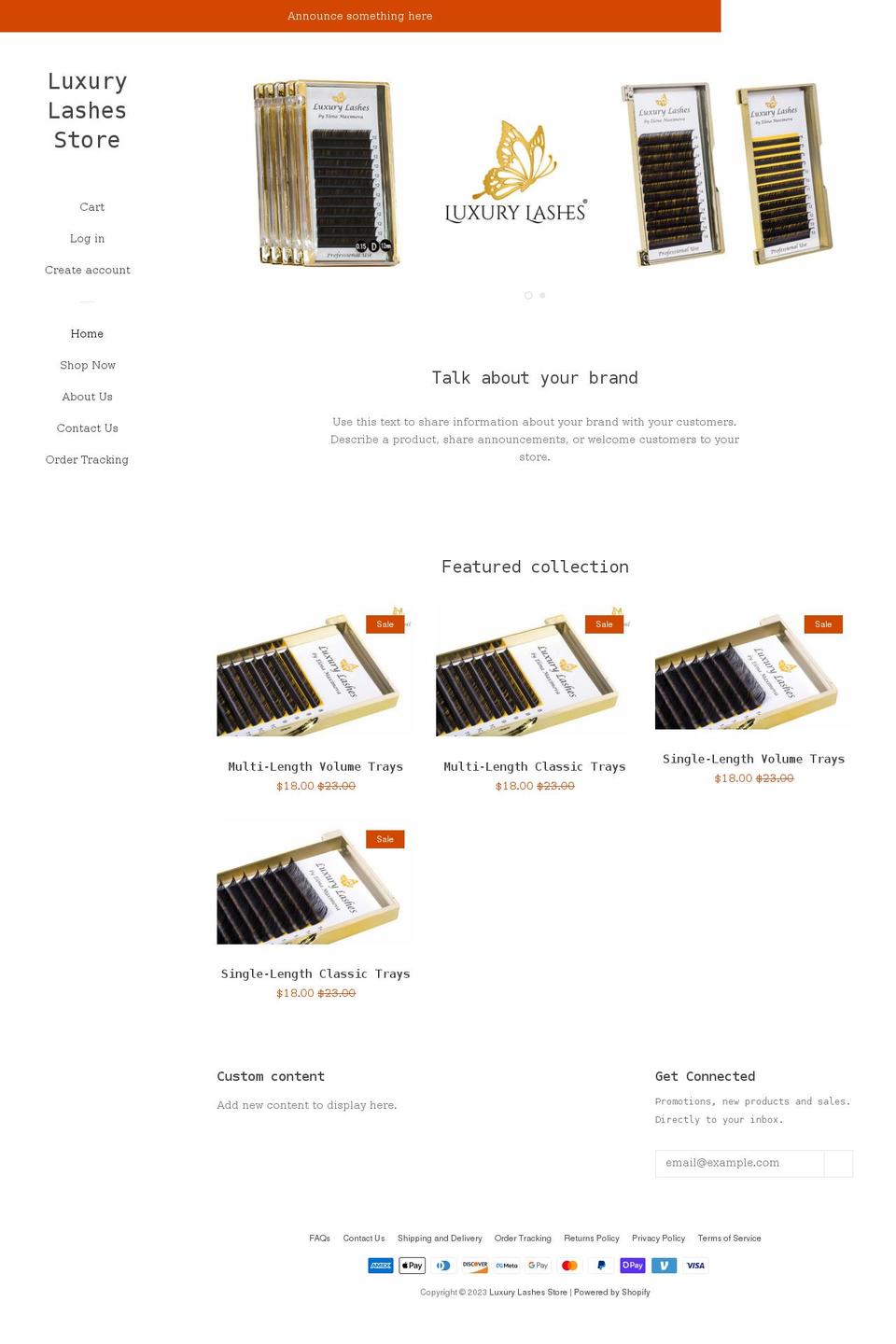 luxurylashesstore.com shopify website screenshot