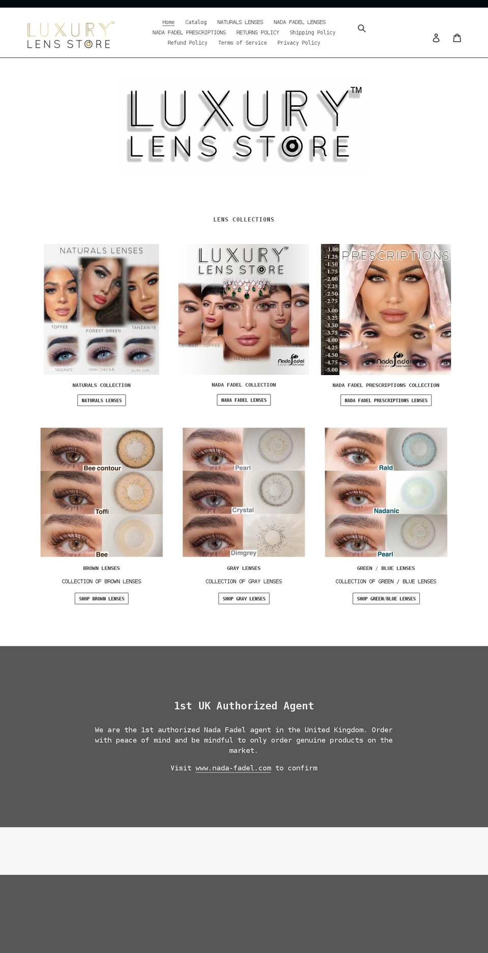 luxurylensstore.co.uk shopify website screenshot