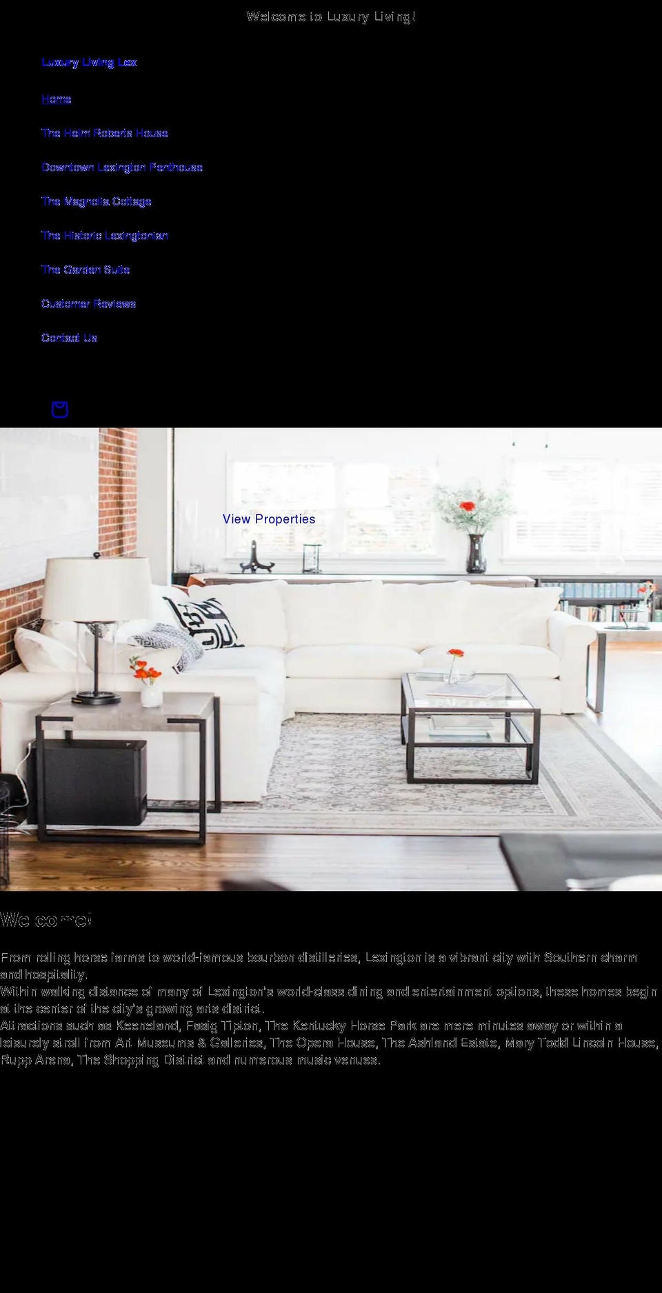 luxurylivinglex.com shopify website screenshot