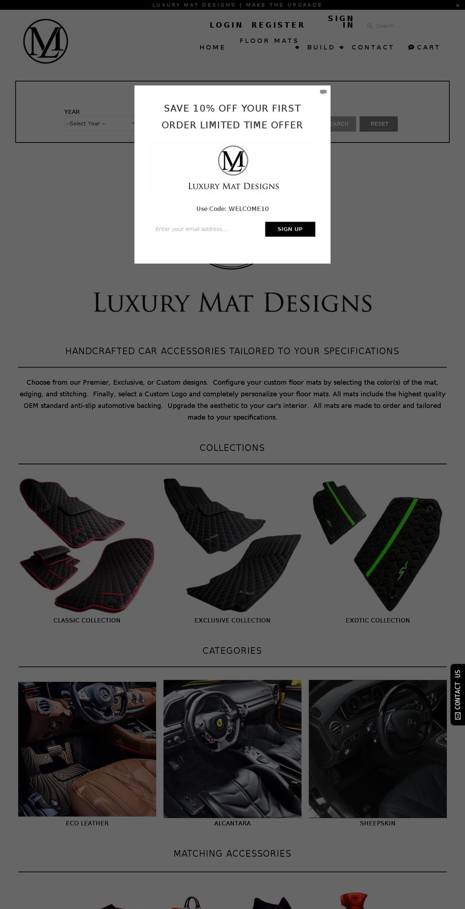 luxurymatdesigns.com — Shopify storefront screenshot