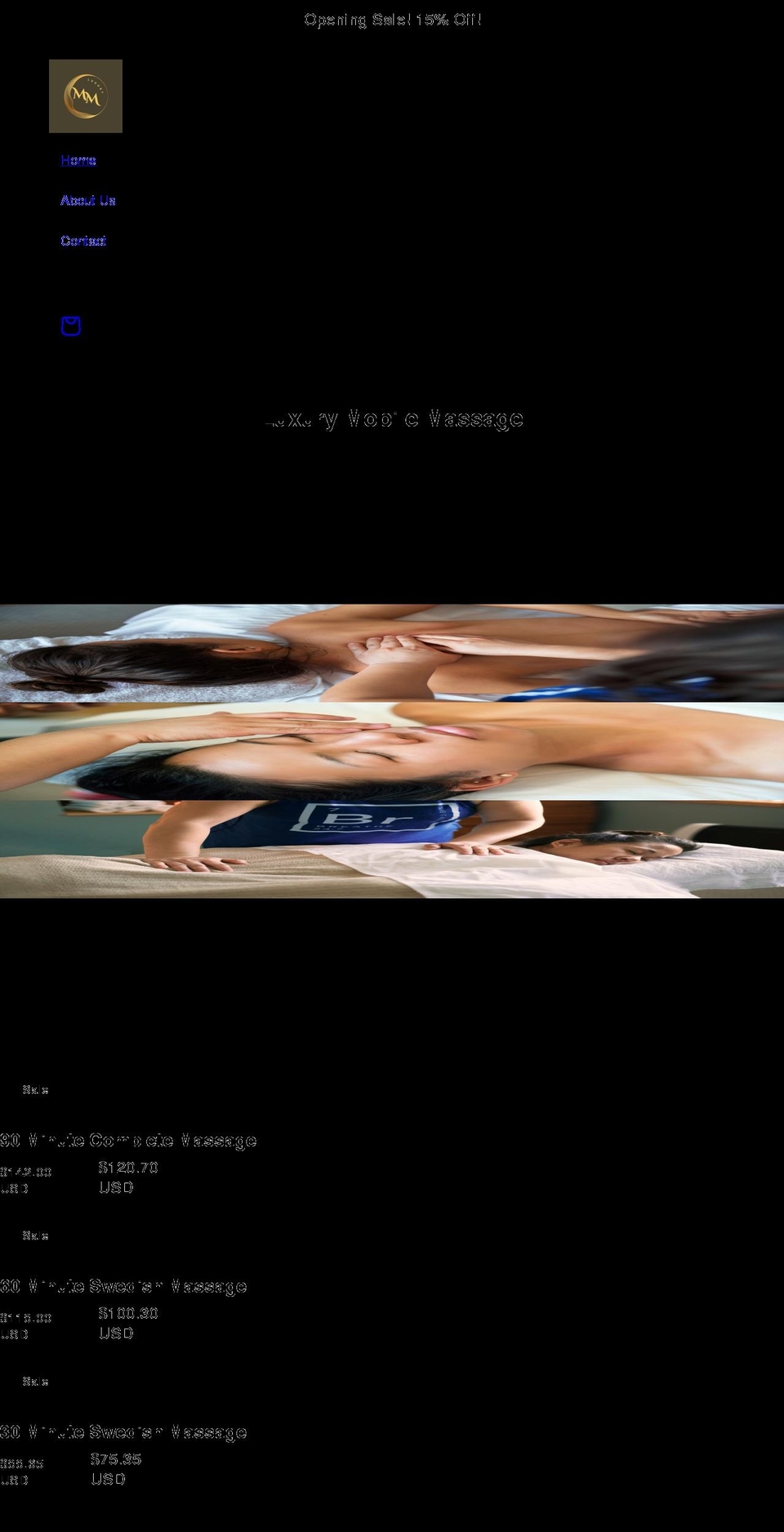 luxurymobilemassage.org shopify website screenshot
