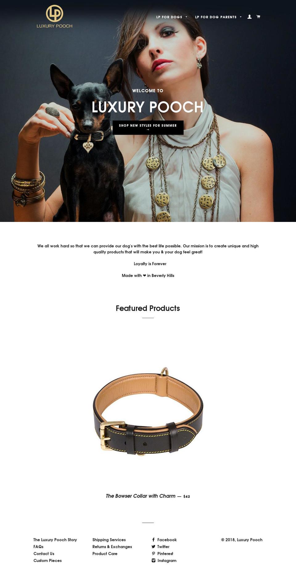 luxurypooch.com shopify website screenshot