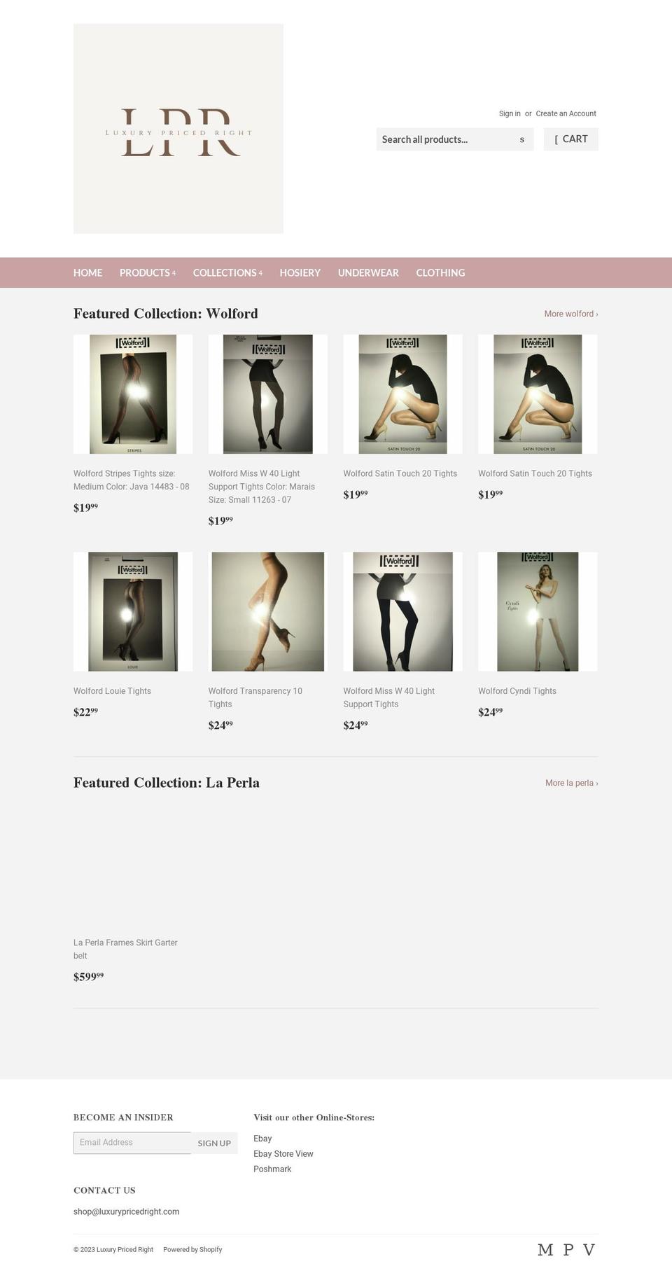 luxurypricedright.com shopify website screenshot