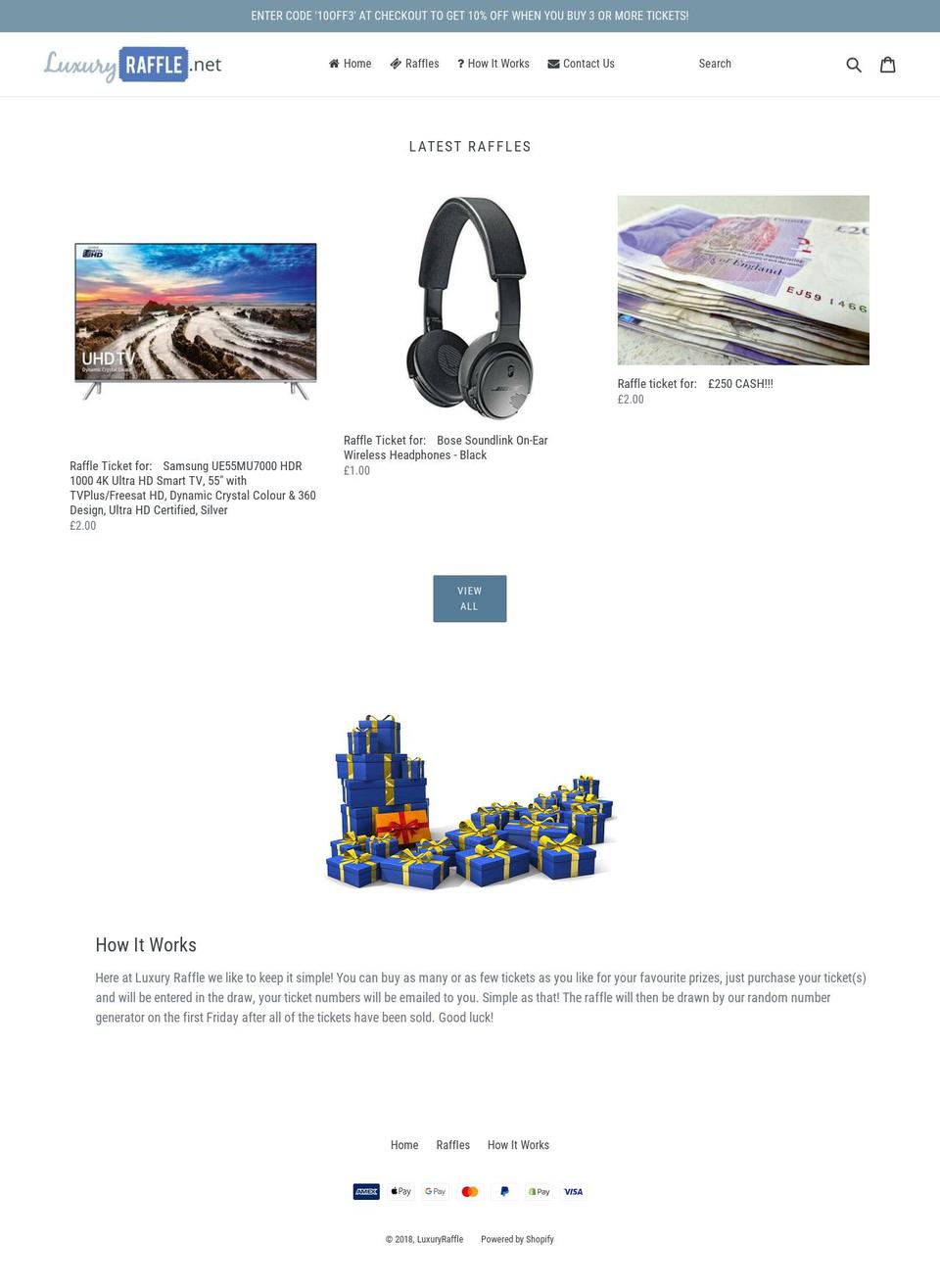 luxuryraffle.net shopify website screenshot