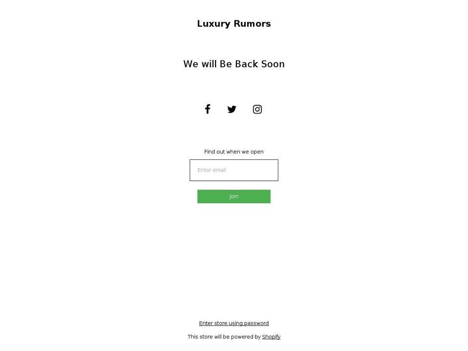 luxuryrumors.com — Shopify storefront screenshot