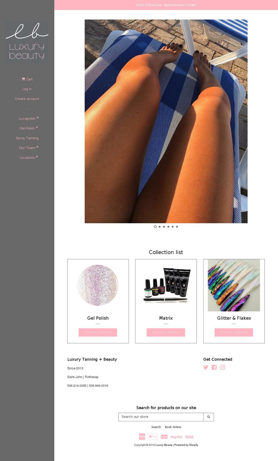 luxurytanning.ca shopify website screenshot
