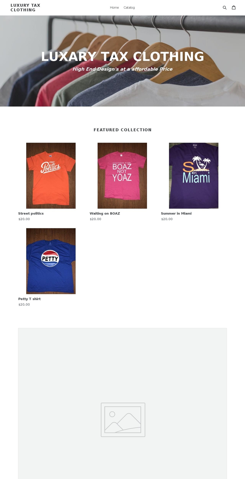luxurytaxclothing.com — Shopify storefront screenshot