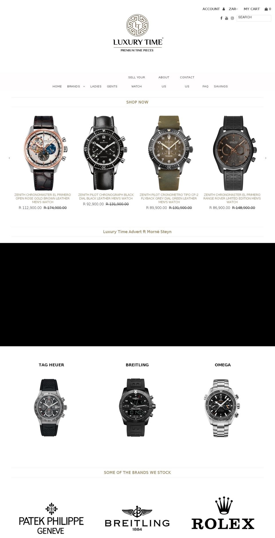 luxurytime.co.za shopify website screenshot