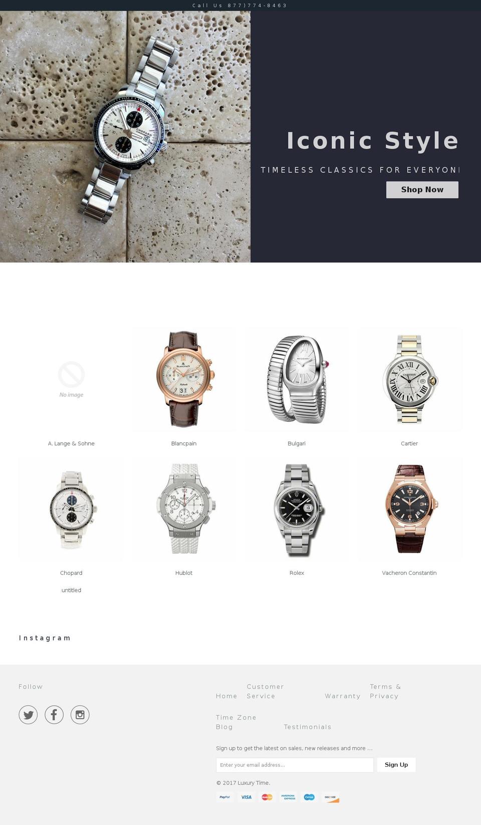 Parallax Shopify theme site example luxurytime.com