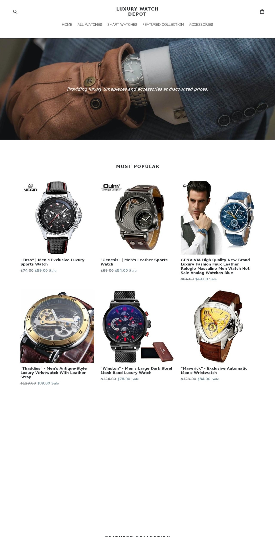 luxurywatchdepot.com — Shopify storefront screenshot