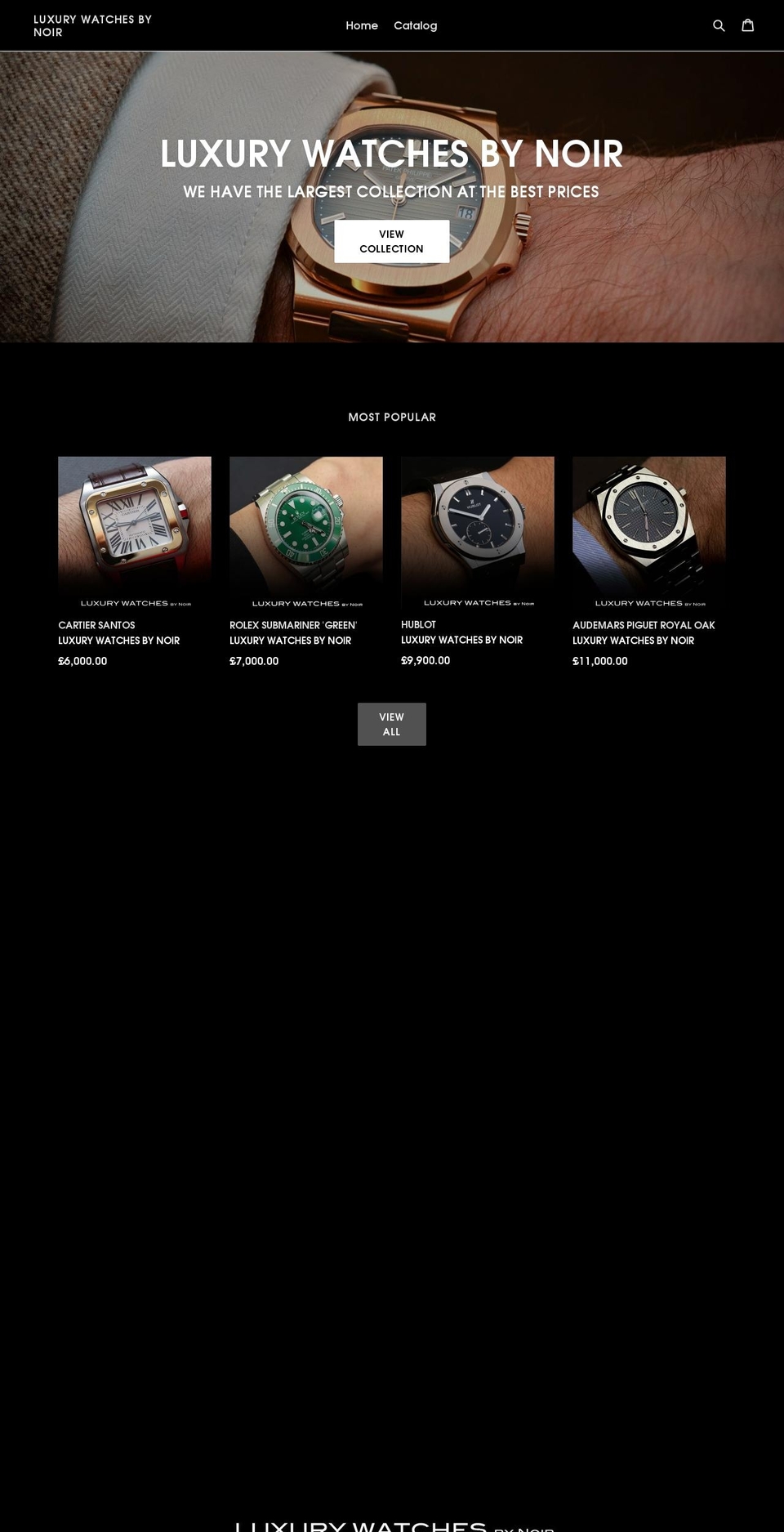 luxurywatchesbynoir.com — Shopify storefront screenshot