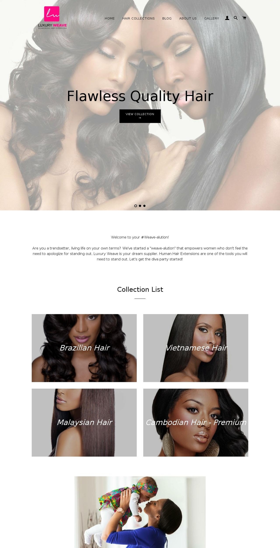 luxuryweave.com shopify website screenshot