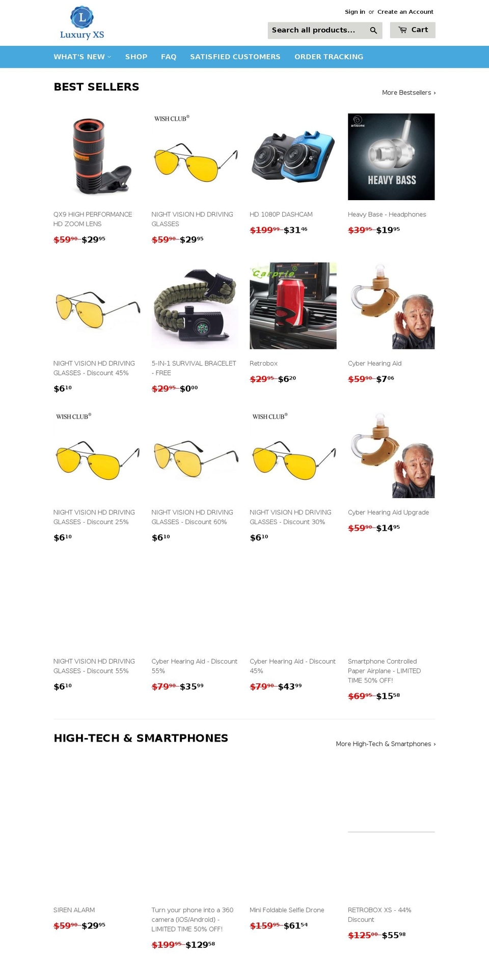 luxuryxs.net shopify website screenshot