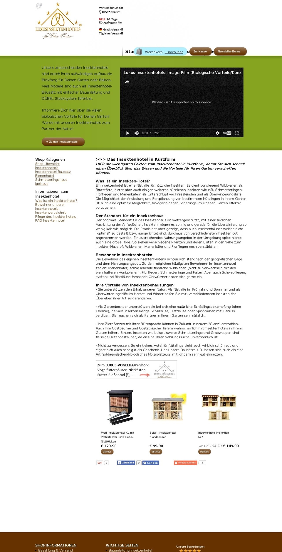 luxus-insektenhotel.de shopify website screenshot