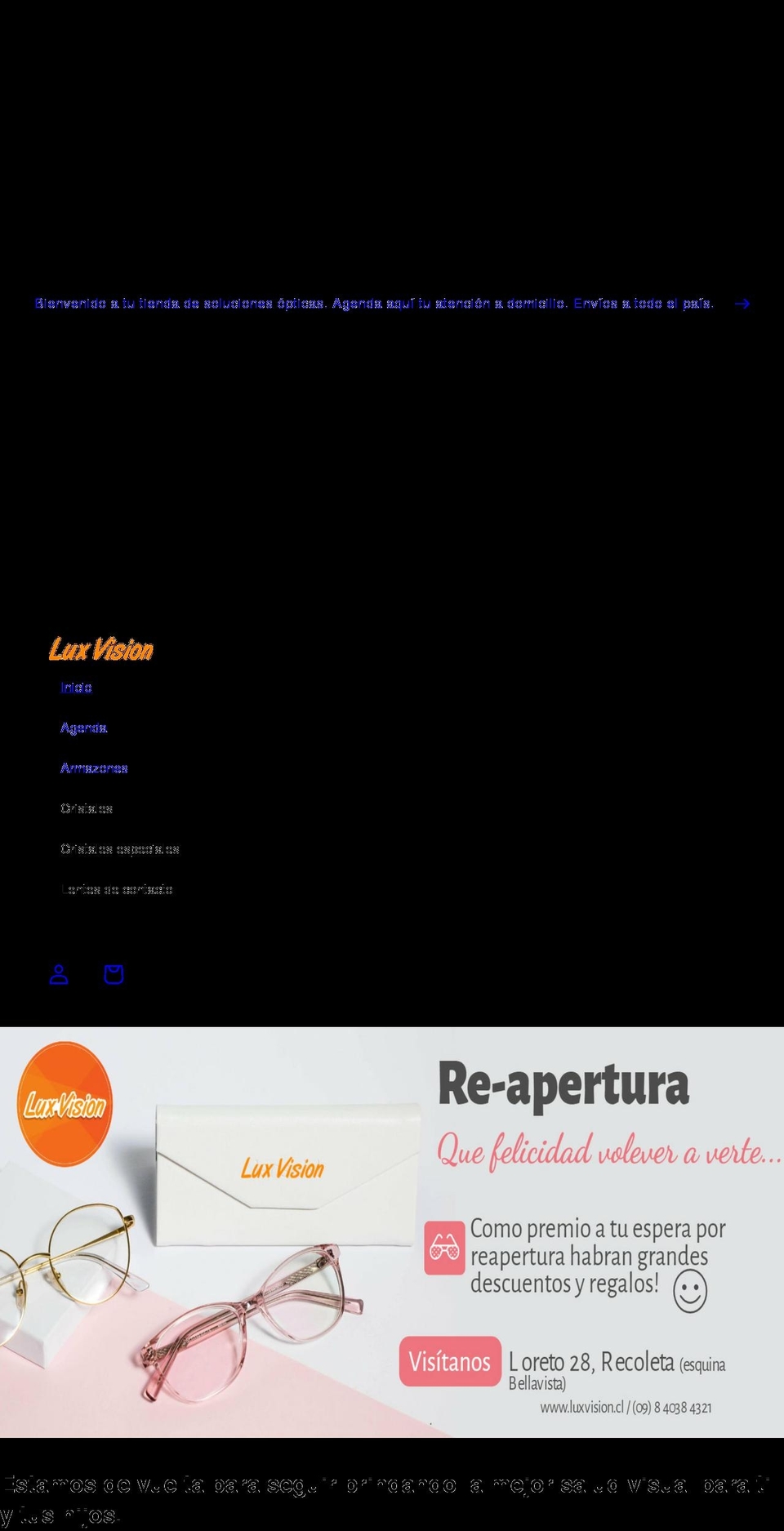 luxvision.cl shopify website screenshot