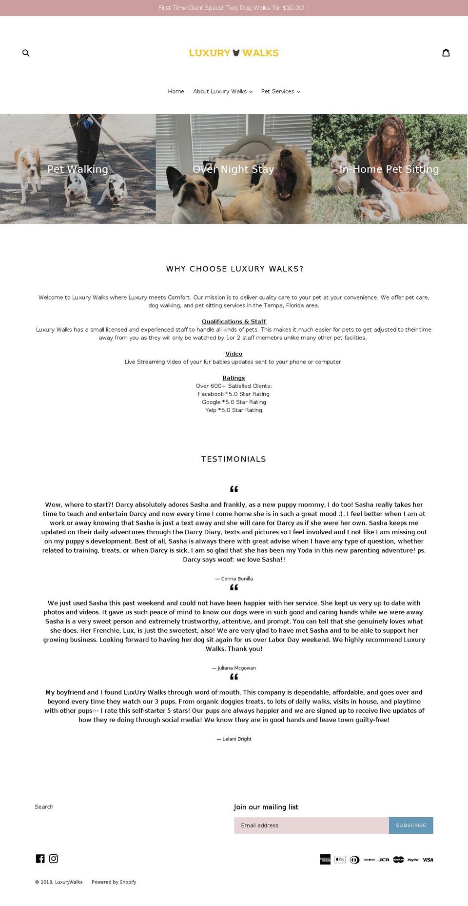 luxwalks.com — Shopify storefront screenshot