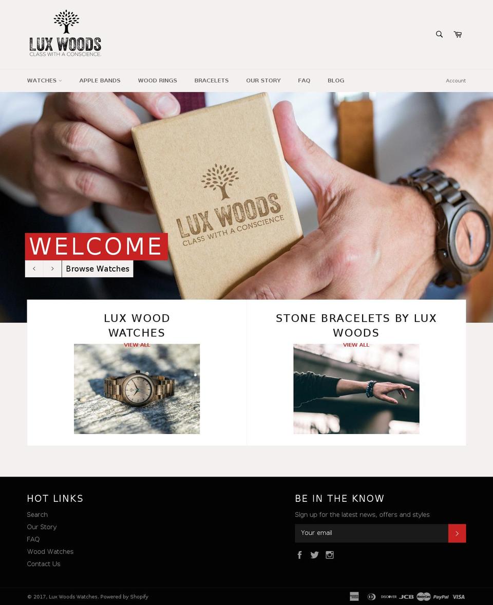 luxwoods.com shopify website screenshot