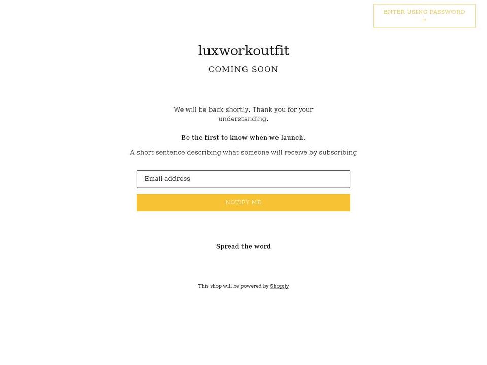 luxworkoutfit.com shopify website screenshot