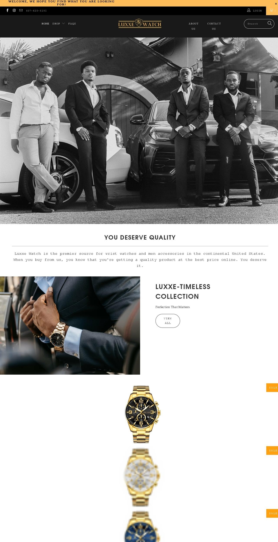 luxxewatches.com shopify website screenshot