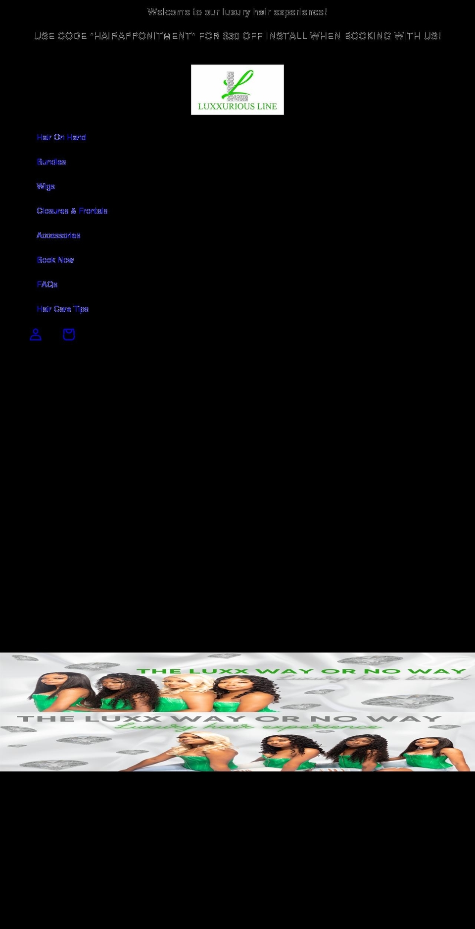 luxxuriousline.com shopify website screenshot