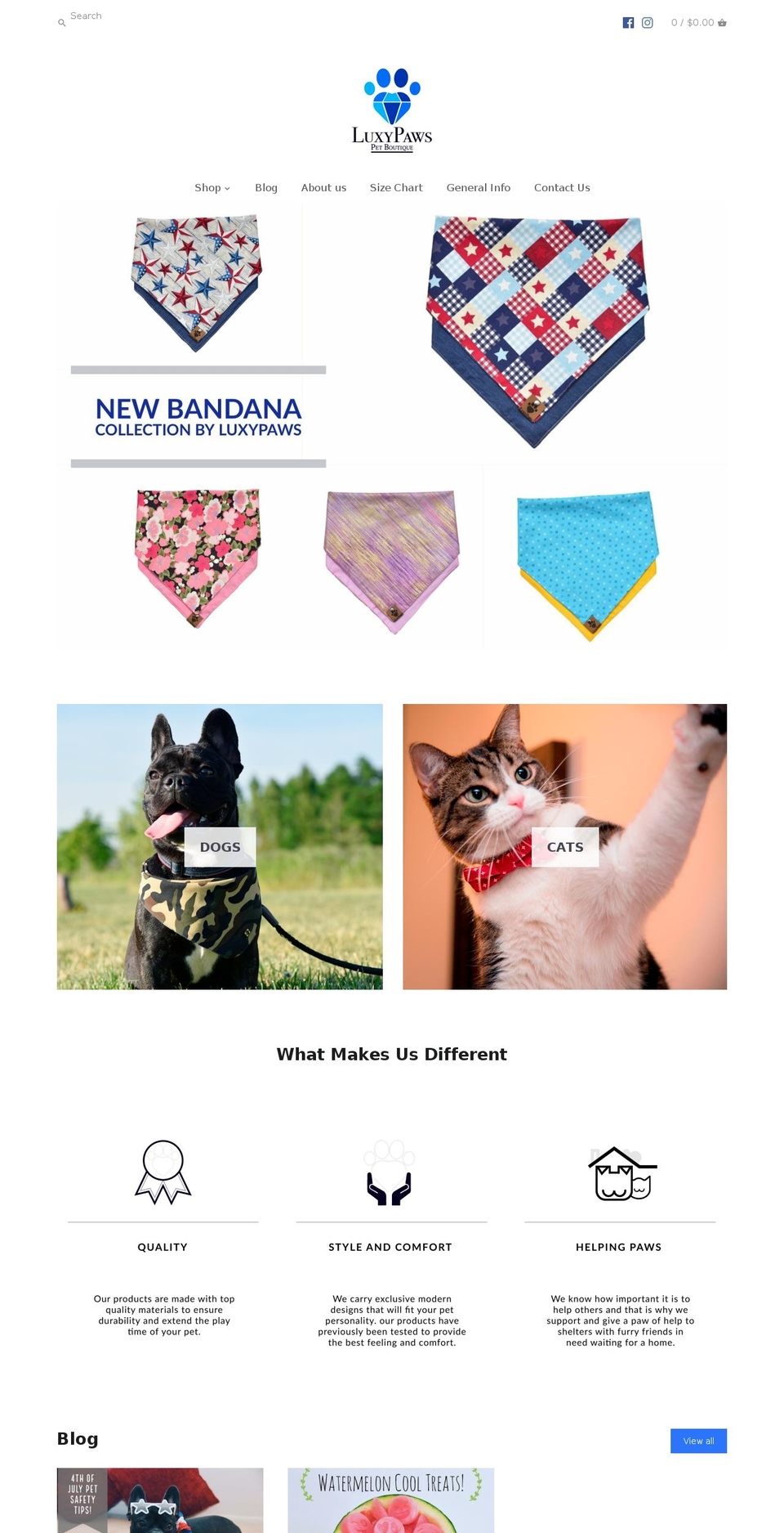 luxypawsboutique.com — Shopify storefront screenshot