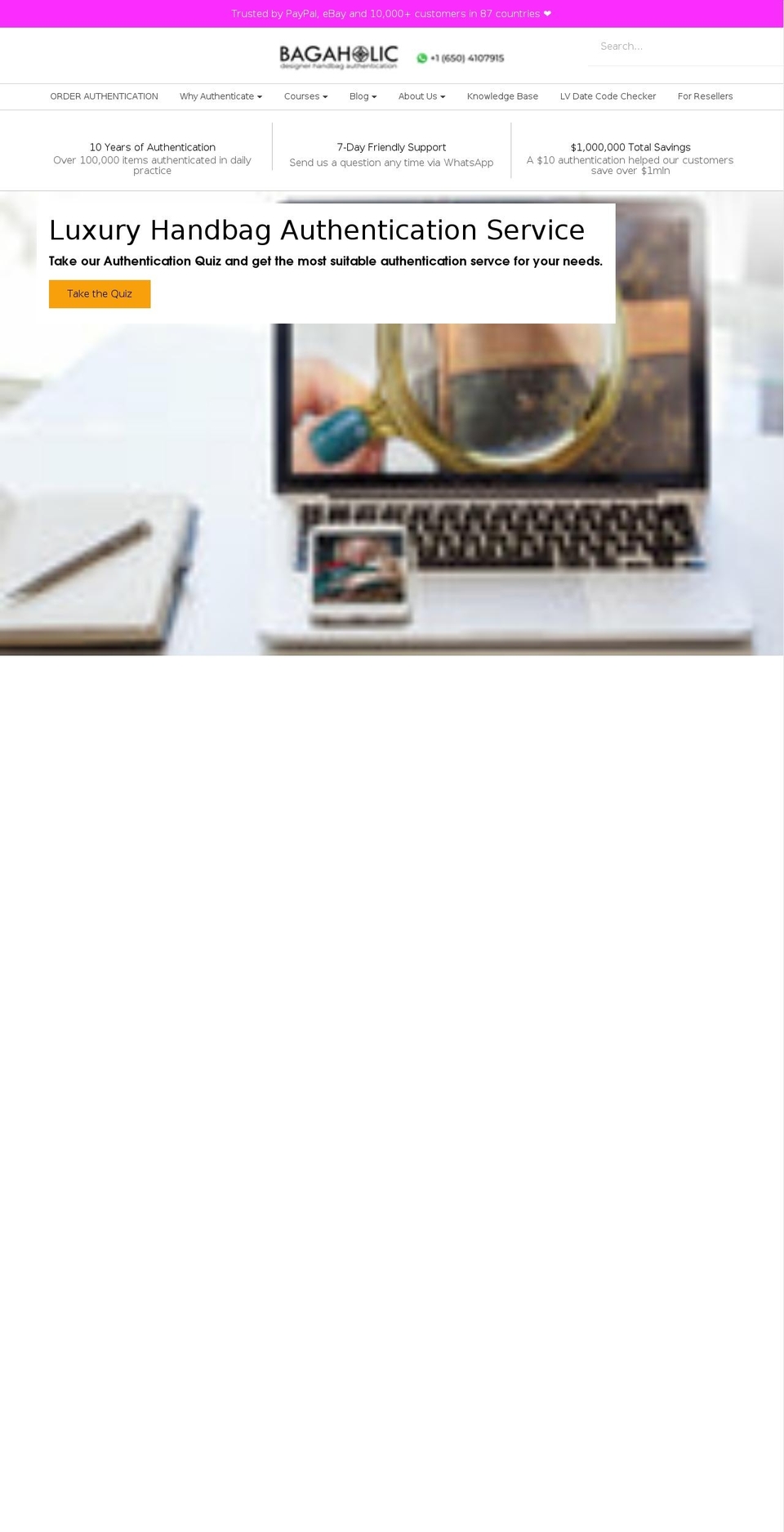 lvbagaholic.com — Shopify storefront screenshot