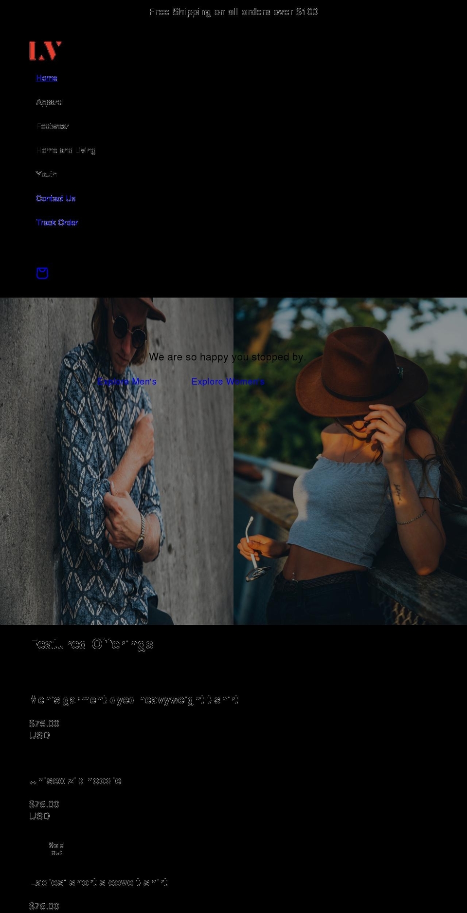 lvbrand.com shopify website screenshot