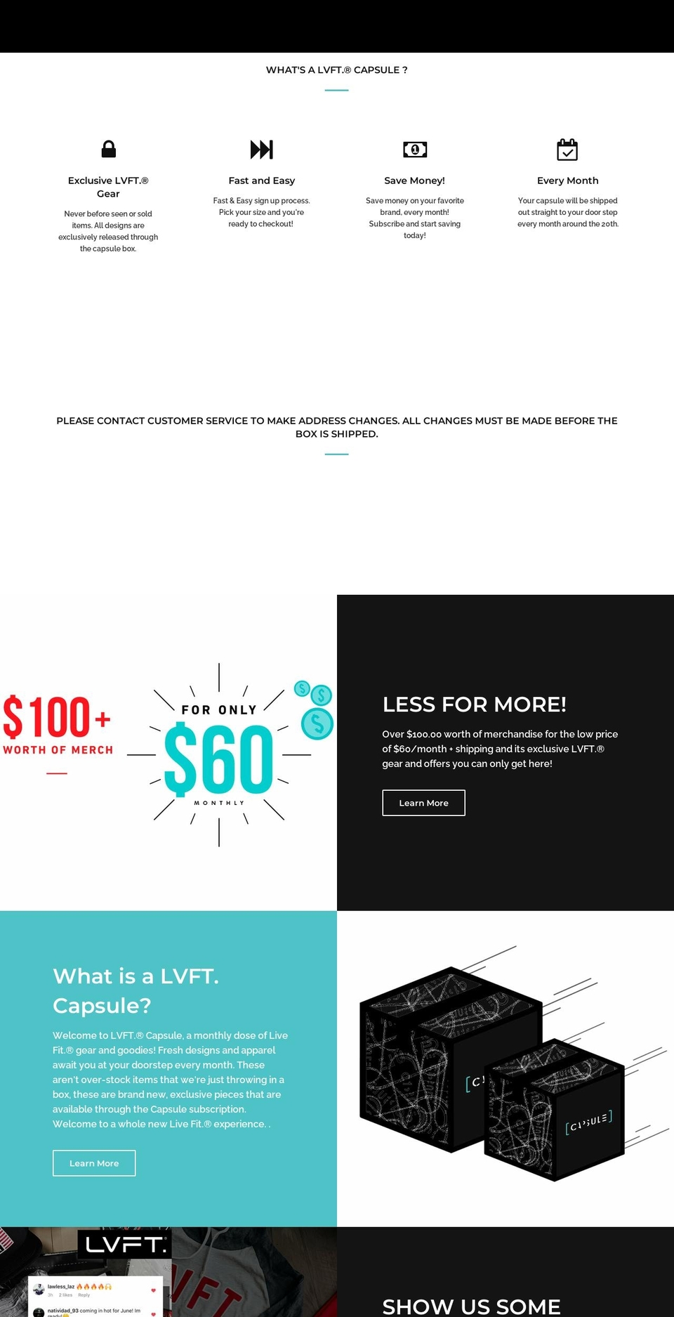 lvftcapsule.com shopify website screenshot