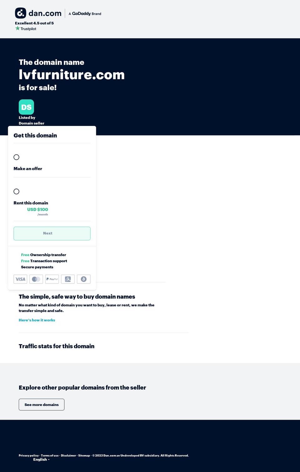 lvfurniture.com — Shopify storefront screenshot