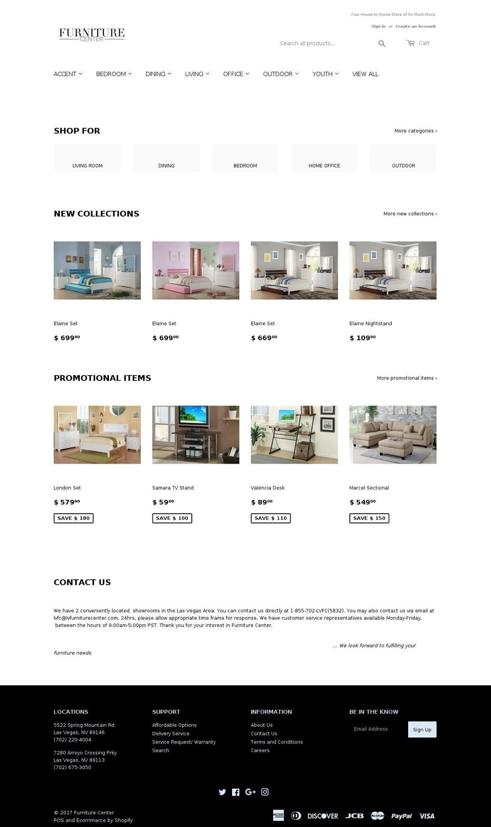 lvfurniturecenter.com shopify website screenshot