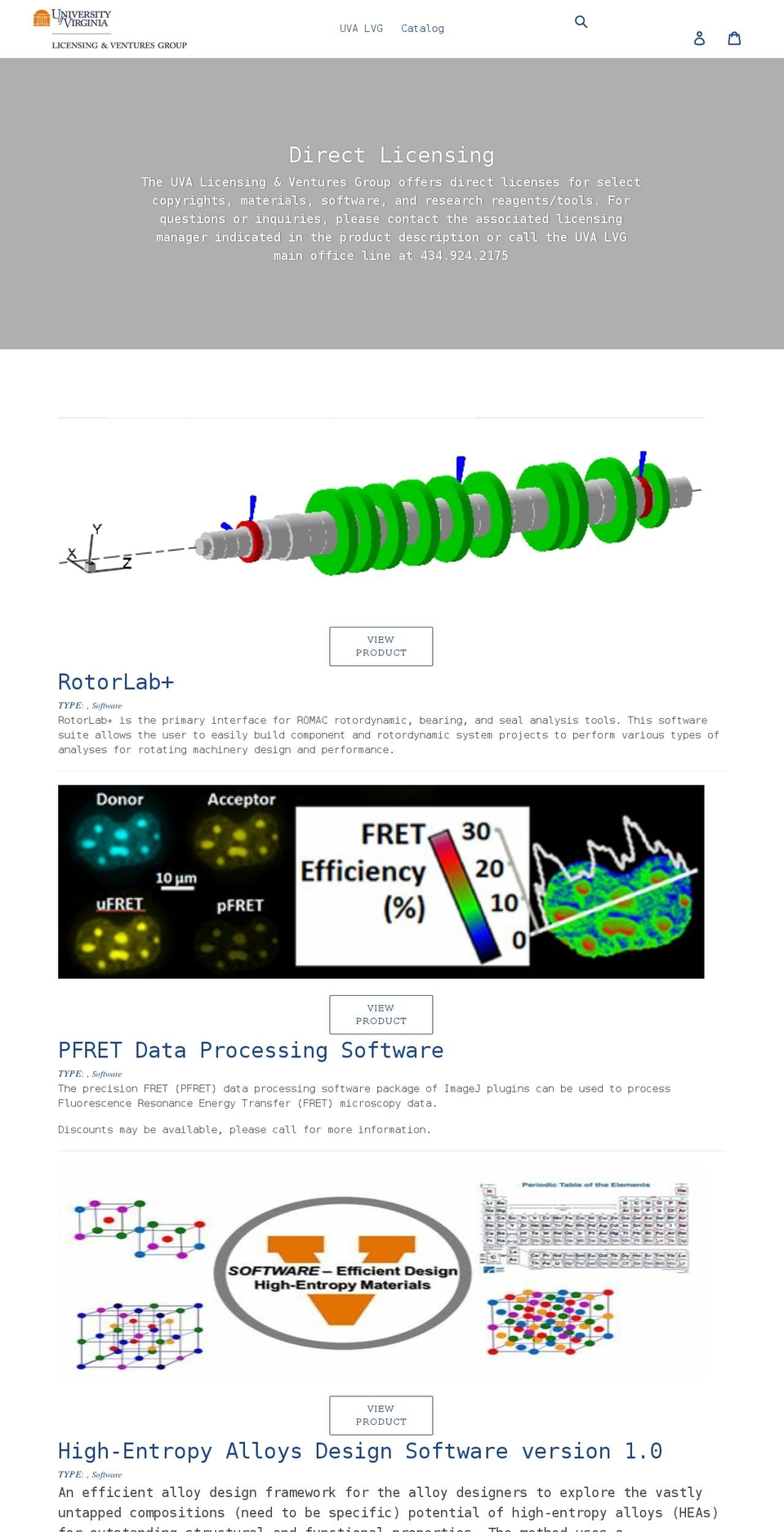 lvgdirectlicensing.com shopify website screenshot