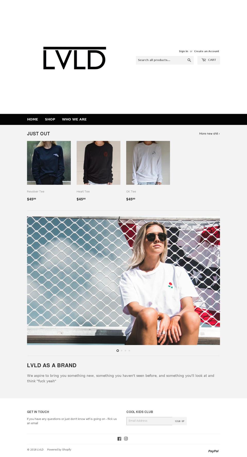 lvldclothing.com shopify website screenshot
