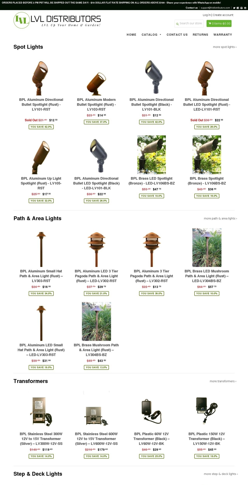 lvldistributors.com — Shopify storefront screenshot