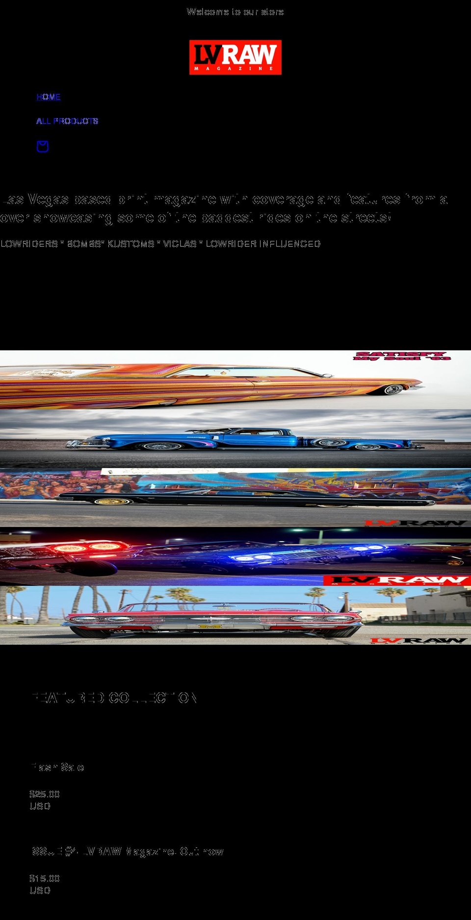 lvrawmagazine.com shopify website screenshot