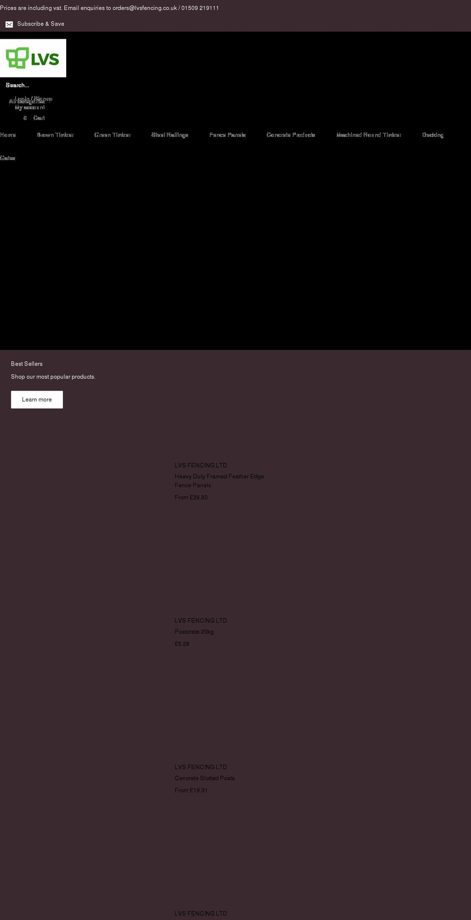 lvsfencing.co.uk shopify website screenshot