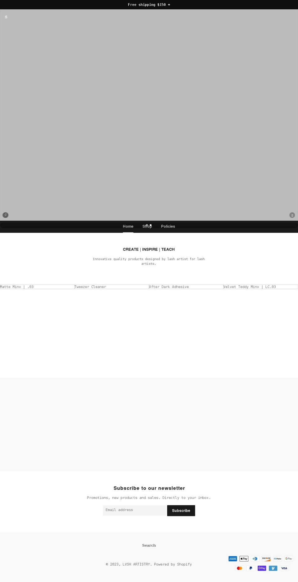 lvshartistry.com shopify website screenshot