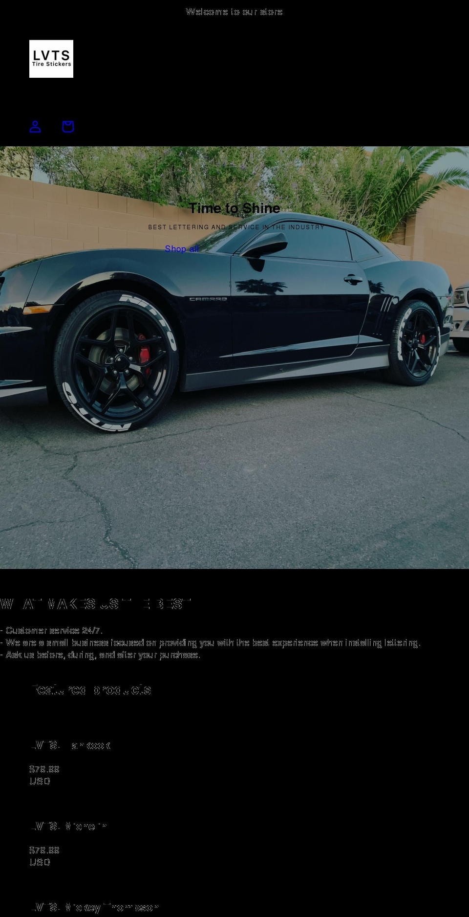 lvtirestickers.com shopify website screenshot