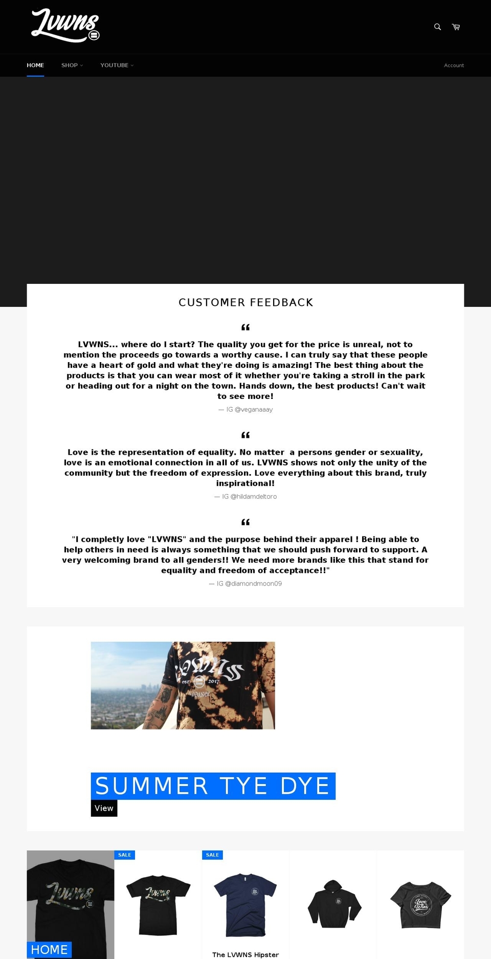 lvwnsapparel.com — Shopify storefront screenshot