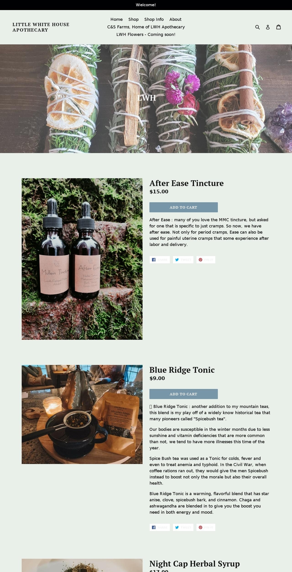 lwhapothecary615.com shopify website screenshot