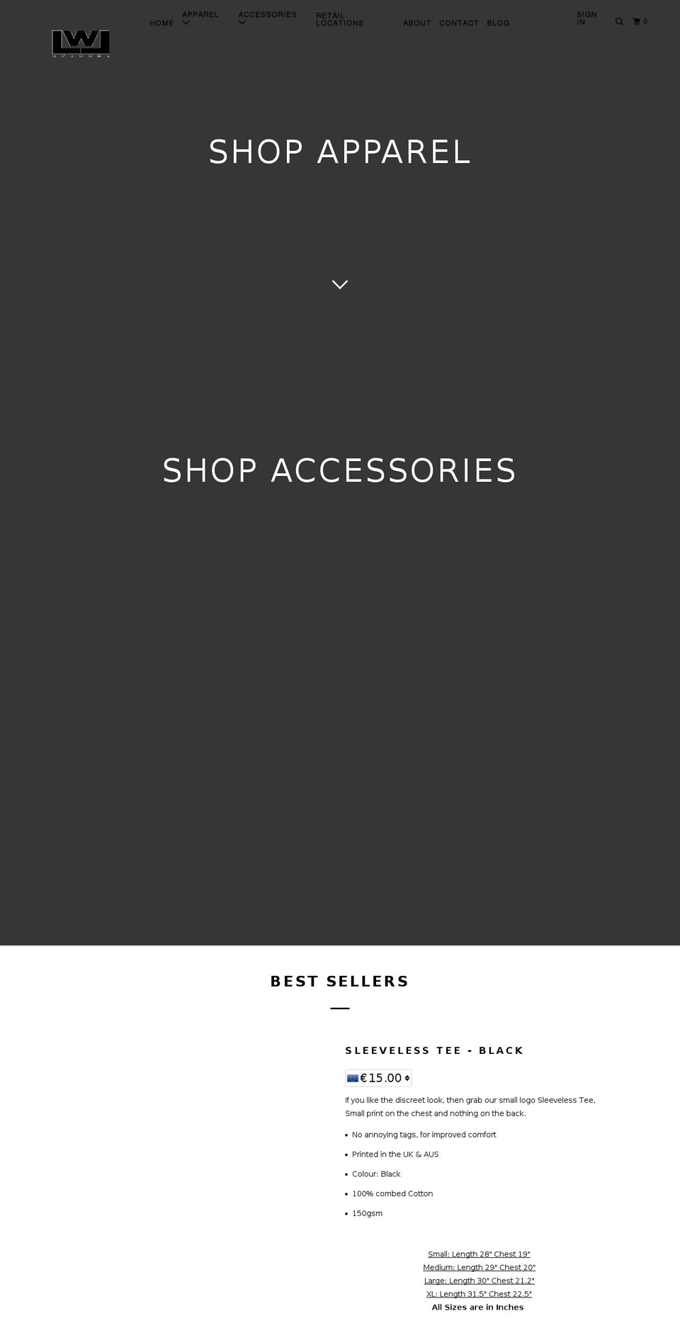 lwl-apparel.com — Shopify storefront screenshot