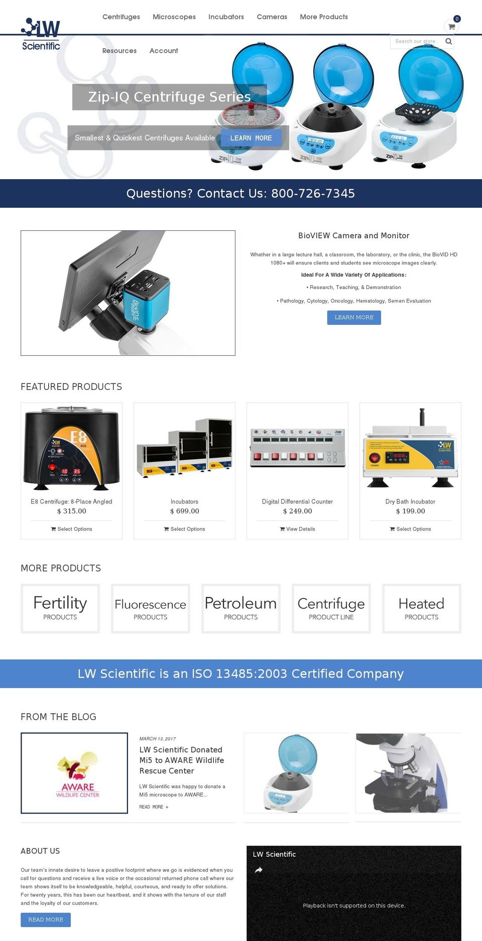 lwscientific.com shopify website screenshot