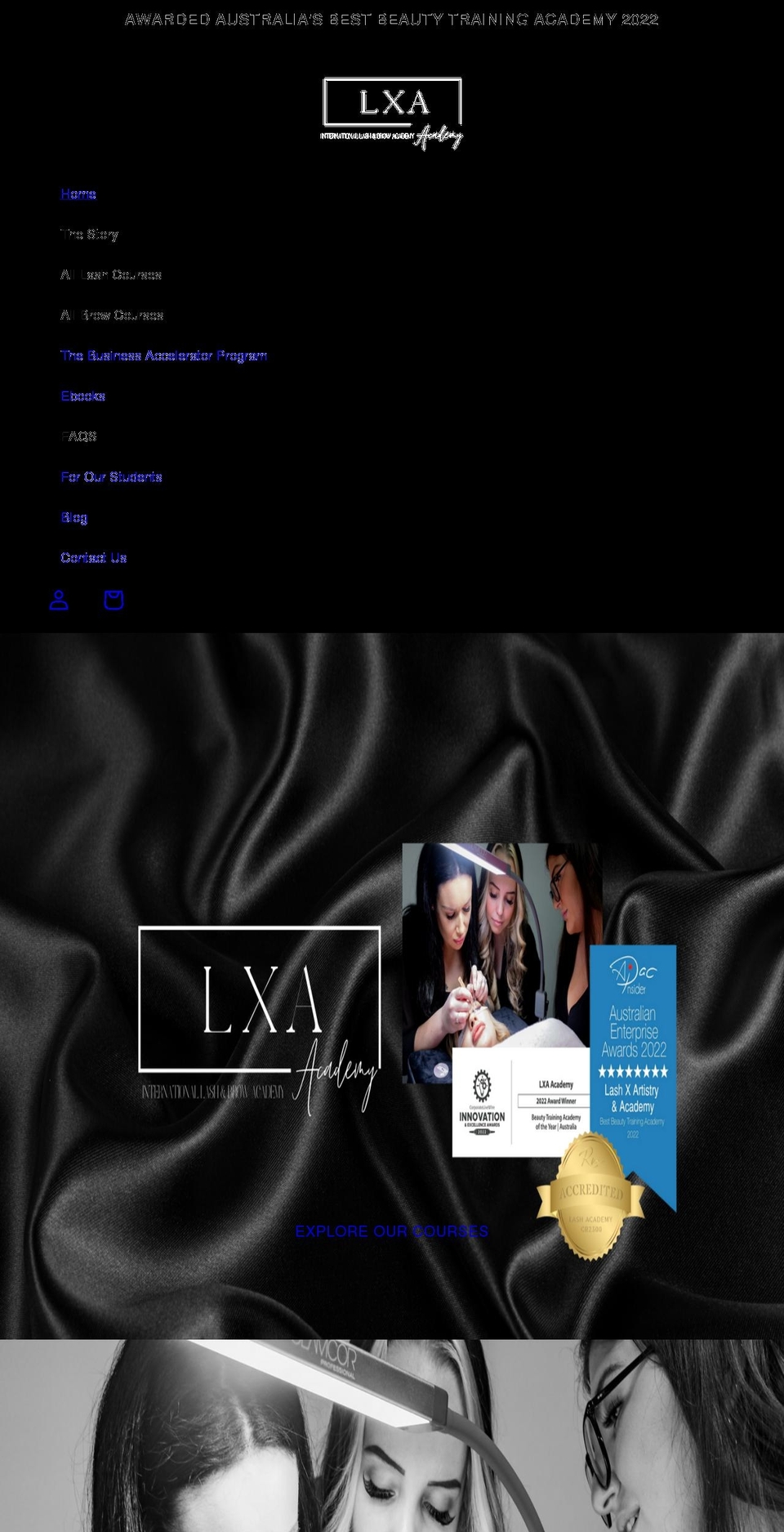 lxaacademy.com shopify website screenshot