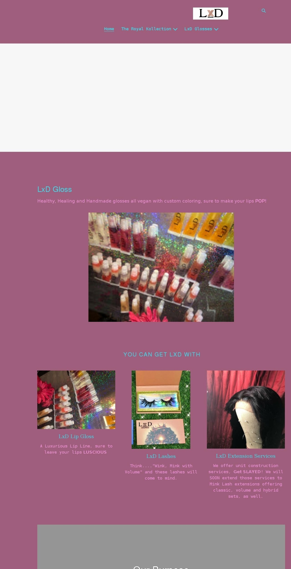 lxdcosmetics.com shopify website screenshot